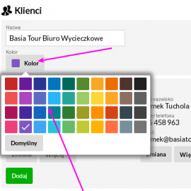 Kolory klientów w kalendarzu