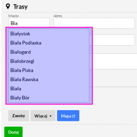 Podpowiadanie nazw Polskich miast w adresach