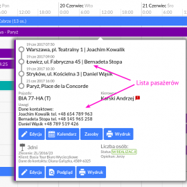 Krótka lista pasażerów np. dla przewozów typu Euro-Bus lub dowóz dzieci do szkół
