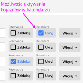 Czasowe ukrywanie pojazdów i kierowców w kalendarzu