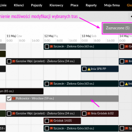 Hurtowa edycja tras  za pomocą kilku kliknięć prosto z widoku Kalendarza