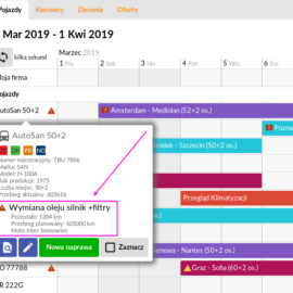 Przypomnienia dla pojazdów po kilometrach